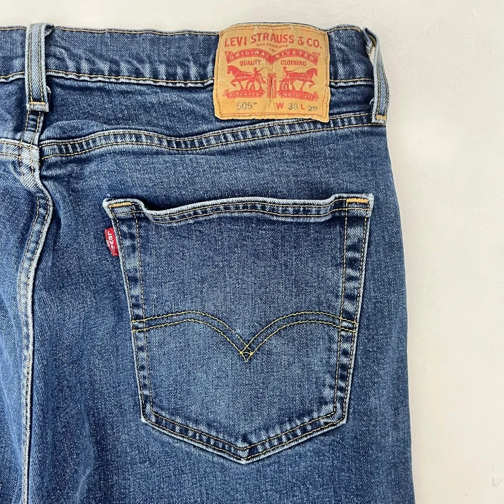 Levi Strauss Co. 505 Mens‎ 36x29 Straight Leg Ankle Jeans Blue Denim 5-Pocket